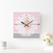 Schattige ballerina vierkante klok (Huis)