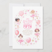 Schattige  Ballerinas Ballet Verjaardagsfeest Kaart (Voorkant)