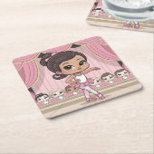 Schattige Ballet Meisje Roze Onderzetter Set (Schuin)
