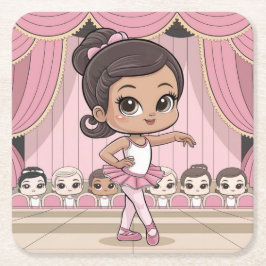 Schattige Ballet Meisje Roze Onderzetter Set