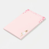 Schattige balletdanseres & bloemen op lichtroze post-it® notes (Schuin)