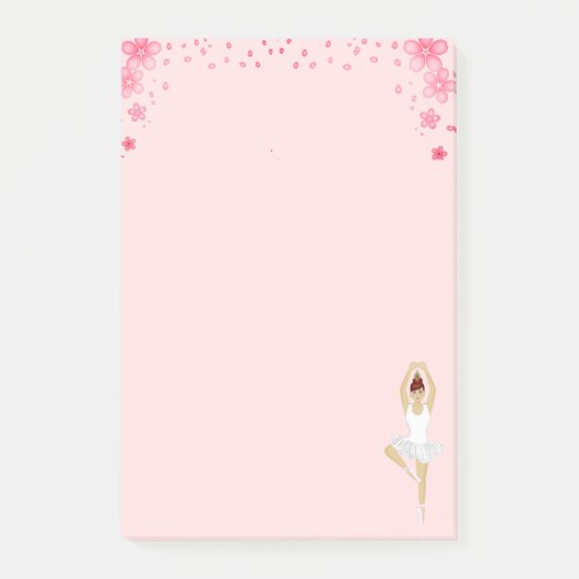 Schattige balletdanseres & bloemen op lichtroze post-it® notes (Voorkant)