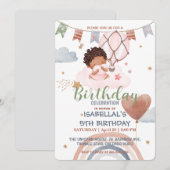 Schattige Balloon Afro-Amerikaanse meisjes Verjaar Kaart (Voorkant / Achterkant)