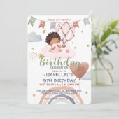 Schattige Balloon Afro-Amerikaanse meisjes Verjaar Kaart (Staand voorkant)