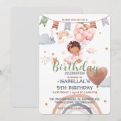 Schattige Balloon Afro-Amerikaanse meisjes Verjaar Kaart (Voorkant / Achterkant)