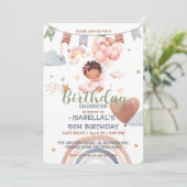 Schattige Balloon Afro-Amerikaanse meisjes Verjaar Kaart (Staand voorkant)