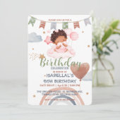 Schattige Balloon Afro-Amerikaanse meisjes Verjaar Kaart (Staand voorkant)