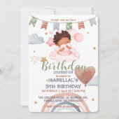 Schattige Balloon Afro-Amerikaanse meisjes Verjaar Kaart (Voorkant)