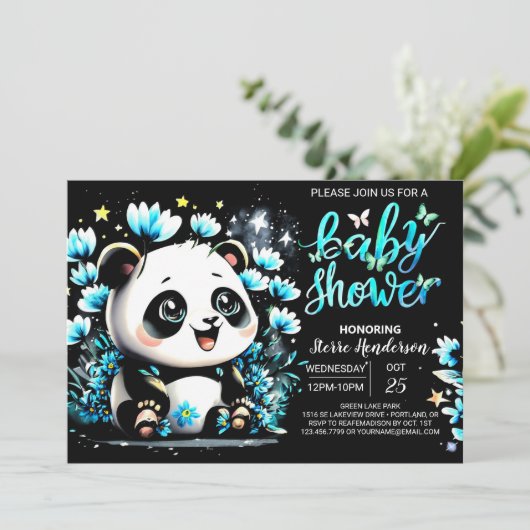 Schattige Bamboo Panda Adventure Boy Baby shower Kaart (Staand voorkant)
