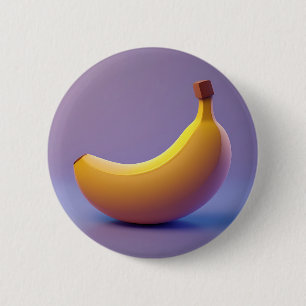 Schattige banaan met een paarse achtergrond ronde button 5,7 cm