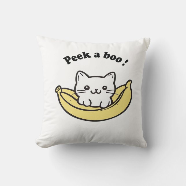 Schattige, Banaan, Peekaboo !, Japan, Kitten Kussen (Voorkant)