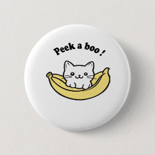 Schattige, Banaan, Peekaboo !, Japan, Kitten Ronde Button 5,7 Cm