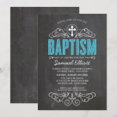 SCHATTIGE BAPTISM elegant blauw glitter type krijt Kaart (Voorkant / Achterkant)