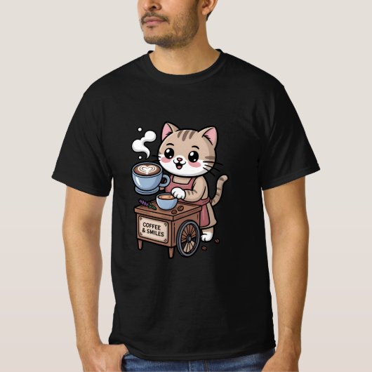 Schattige Barista Kat Koffie Lover T-shirt (Voorkant)