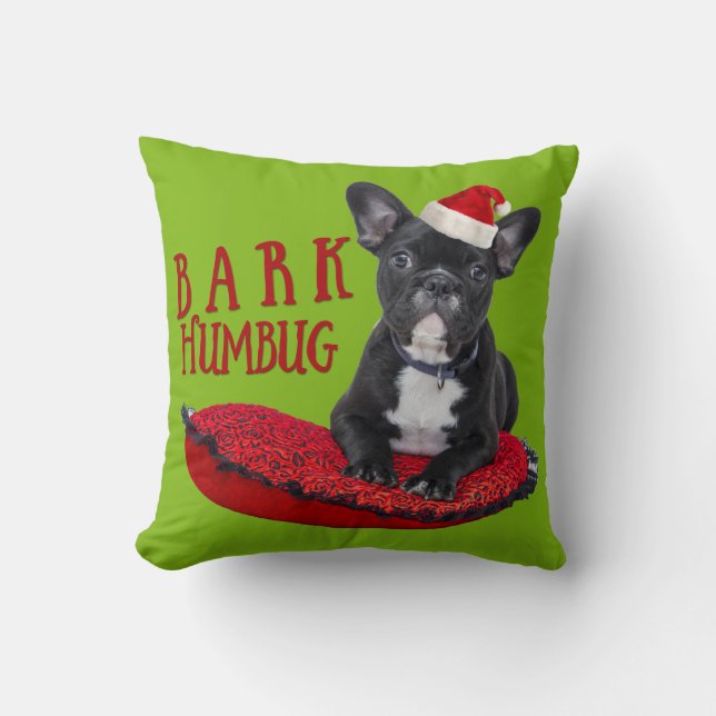Schattige BARK Humbug French Bulldog Kerstmis Kussen (Voorkant)