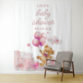 Schattige Barly Wachten Roze Meisje Baby shower Fo Wandkleed (In situ)