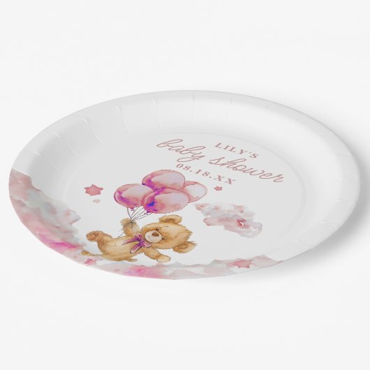 Schattige Barly Wait Roze Meisje Baby shower Papieren Bordje (Gekanteld)