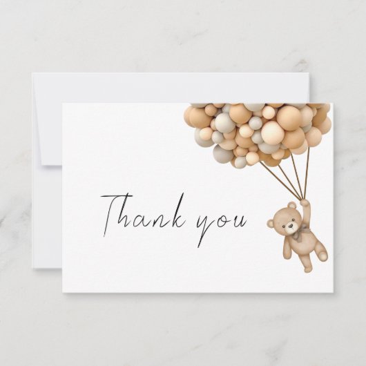 Schattige Barly Wait Teddy Balloon Bedankkaart (Voorkant)