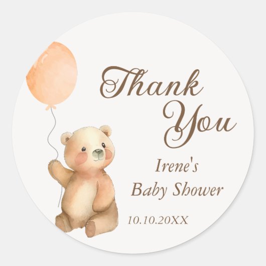 Schattige Barly Wait Teddy Bear Baby shower Ronde Sticker (Voorkant)