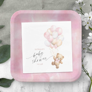 Schattige Barly Wait Teddy Bear Roze Ballonnen Dou Servet