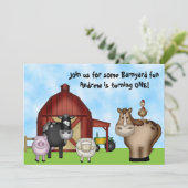 Schattige Barnyard Boerderijdieren 1e verjaardagsf Kaart (Staand voorkant)