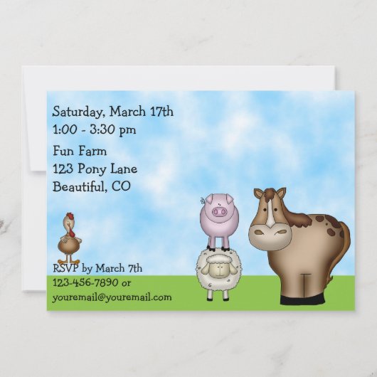 Schattige Barnyard Boerderijdieren 1e verjaardagsf Kaart (Achterkant)