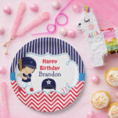 Schattige Baseball Dark Hair Boy Verjaardagsfeest Papieren Bordje (Feest)