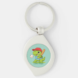 Schattige Baseball Dinosaurus T-Rex Sport Illustra Sleutelhanger