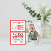 Schattige Baseball Ribbon Budget Foto 1e verjaarda (Staand voorkant)