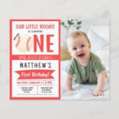 Schattige Baseball Ribbon Budget Foto 1e verjaarda (Voorkant)