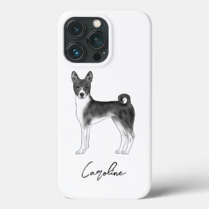 Schattige Basenji-hond in zwart en wit & aangepast Case-Mate iPhone Case