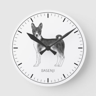 Schattige Basenji-hond in zwart-wit & aangepaste t Ronde Klok