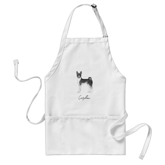 Schattige Basenji-hond in zwart-wit & aangepaste t Standaard Schort (Voorkant)