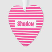 Schattige Basic Hot Pink Stripes Custom Naam Hart Ornament (voorkant)