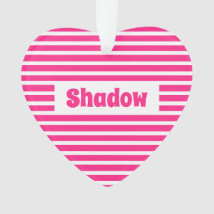 Schattige Basic Hot Pink Stripes Custom Naam Hart Ornament