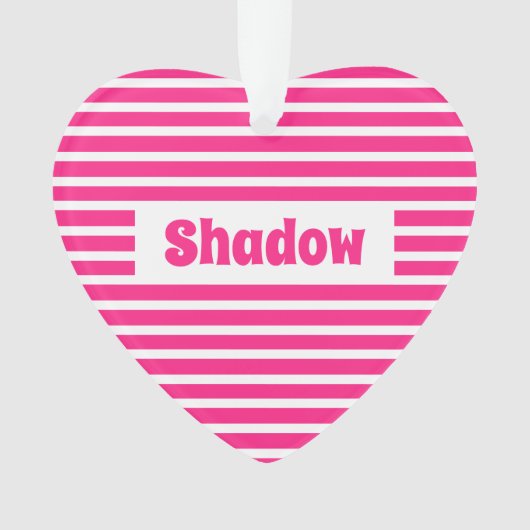 Schattige Basic Hot Pink Stripes Custom Naam Hart Ornament (voorkant)