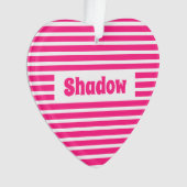 Schattige Basic Hot Pink Stripes Custom Naam Hart Ornament (voorkant)