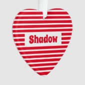 Schattige Basic Rood en Wit Strepen Custom Naam Ha Ornament (voorkant)