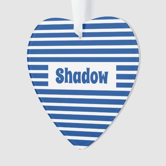 Schattige Basic Stripes Blauw Custom Name Heart Pe Ornament (voorkant)
