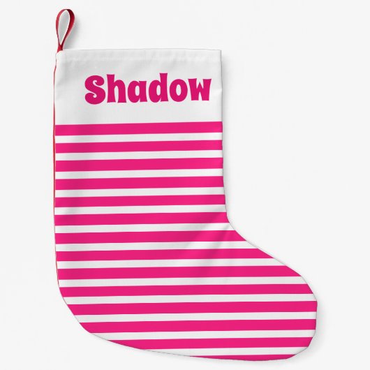Schattige Basic Stripes Roze en wit Custom Name Pe Kleine Kerstsok (Voorkant)