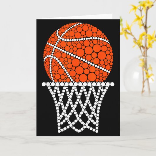 Schattige basketbal gepolkte stippen kunst student kaart (Gele Bloem)