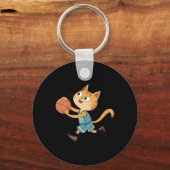 Schattige Basketbal Kat Sleutelhanger (Voorkant)
