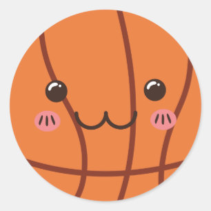 Schattige basketbal kawaii bal emoji grappige Kind Ronde Sticker