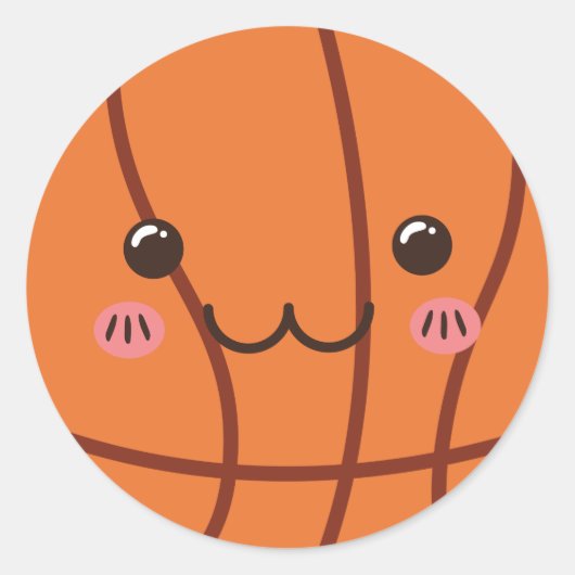 Schattige basketbal kawaii bal emoji grappige Kind Ronde Sticker (Voorkant)