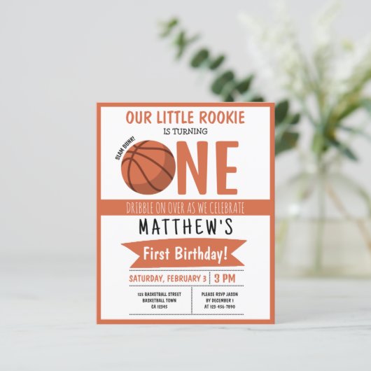 Schattige Basketbal Lint Budget 1e Verjaardag Uitn (Staand voorkant)