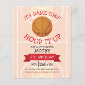 Schattige Basketbal & Lint Budget Verjaardag Uitno (Voorkant)