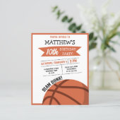 Schattige Basketbal Lint Budget Verjaardagsuitnodi (Staand voorkant)