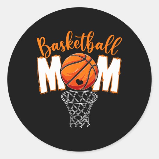 Schattige basketbal mam mama Moederdag van son dau Ronde Sticker (Voorkant)