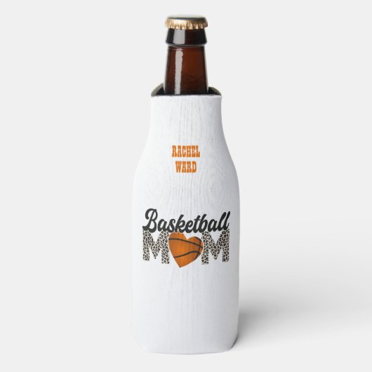Schattige Basketbal Moeder Flesjeskoeler (Fles Voorkant)