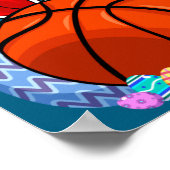 Schattige Basketbal Paasei Konijn Poster (Hoek)